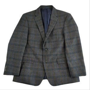 Jos. A. Bank 1905 slim fit wool blazer, sports coat suit jacket, large plaid 44R